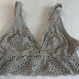 Aerie Lace Triangle Bralette Grey ish Sage Green Small S
